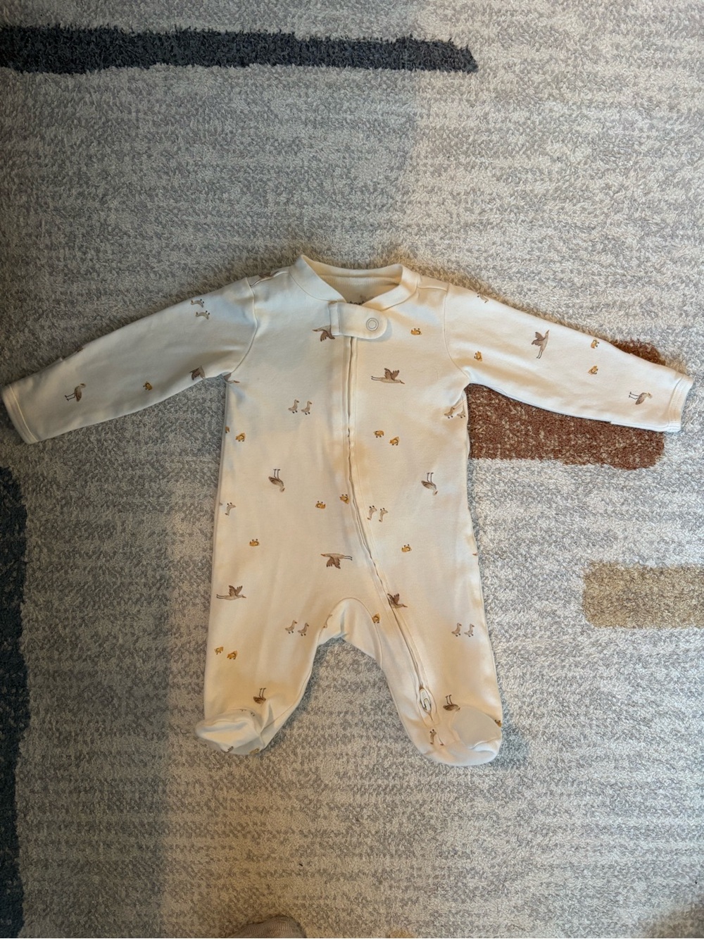 Carter’s Neutral Cream Baby One-Piece Footed Sleeper - 2way zipper